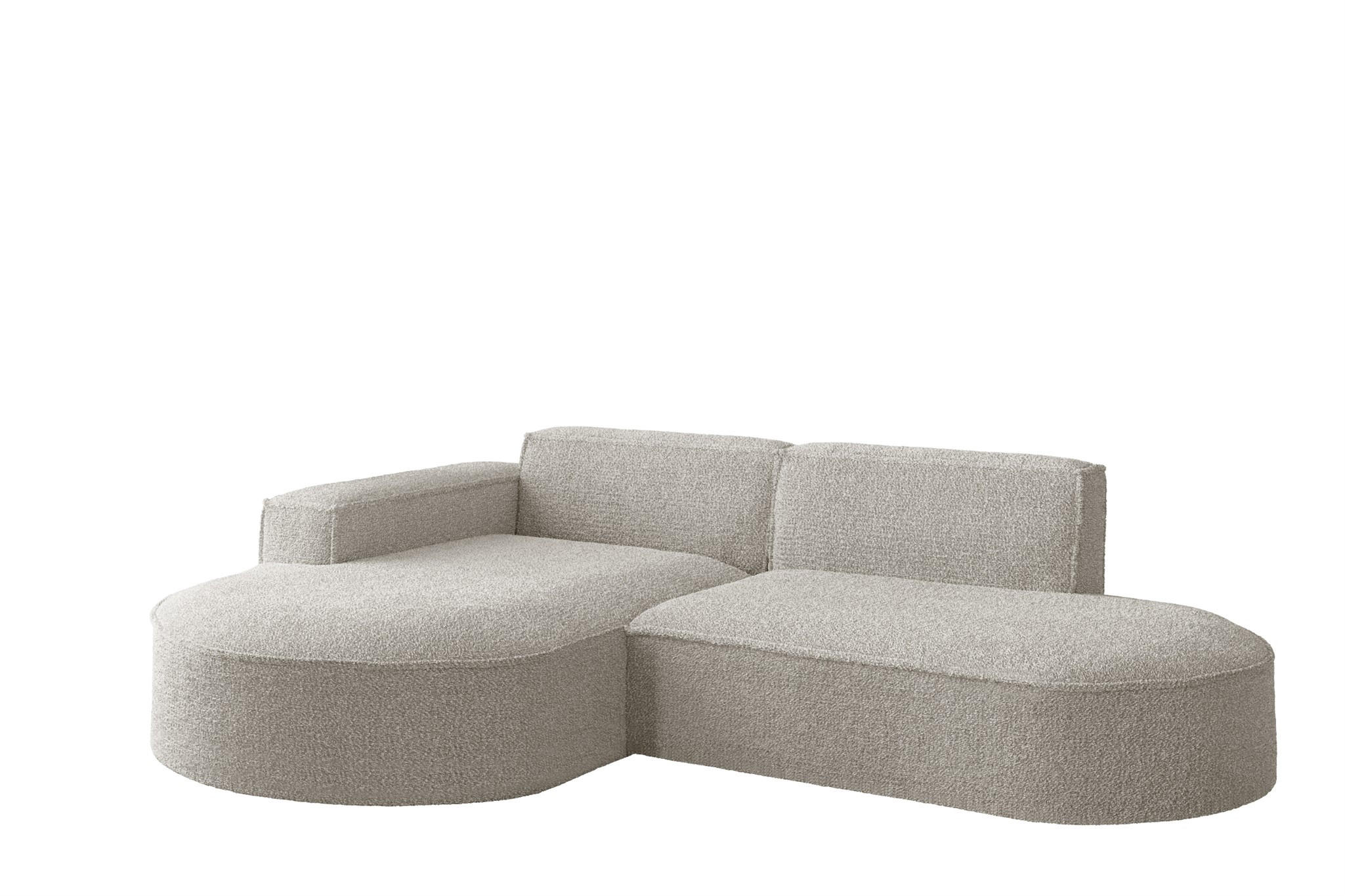 ECKSOFA Palma Xs Ottomane Ascot Bukla - Perlmutt, Holzwerkstoff/Textil (236/165cm) - Fun Möbel