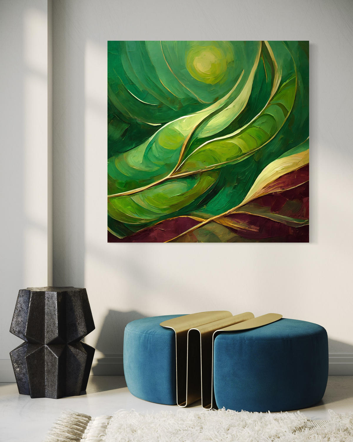 WANDBILD grün abstraktion - Grün, Textil (50/50cm) - Feeby