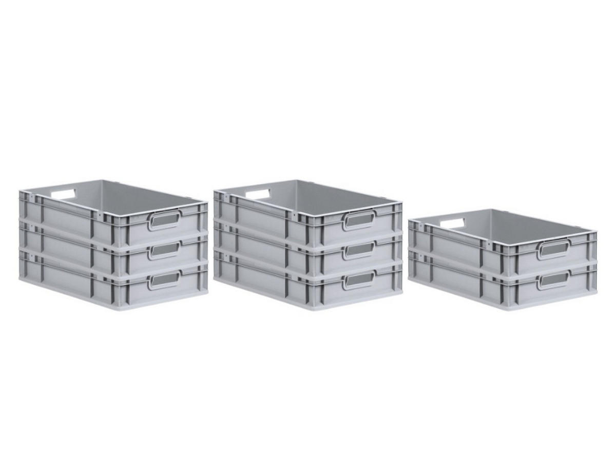 EUROBOX 8x Nextgen Economy Griffe Offen 12x40x60cm 23 Liter - Grau, Kunststoff (40/12/60cm) - PROREGAL