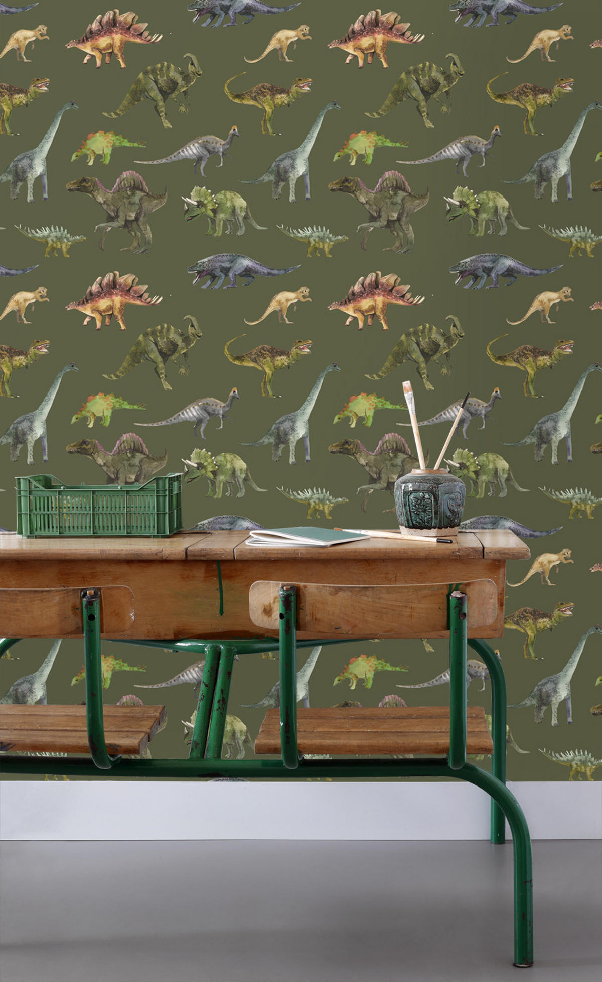 TAPETE Dinosaurier 50 x 900 cm - Grün, Papier (50/0.1cm) - Sanders & Sanders
