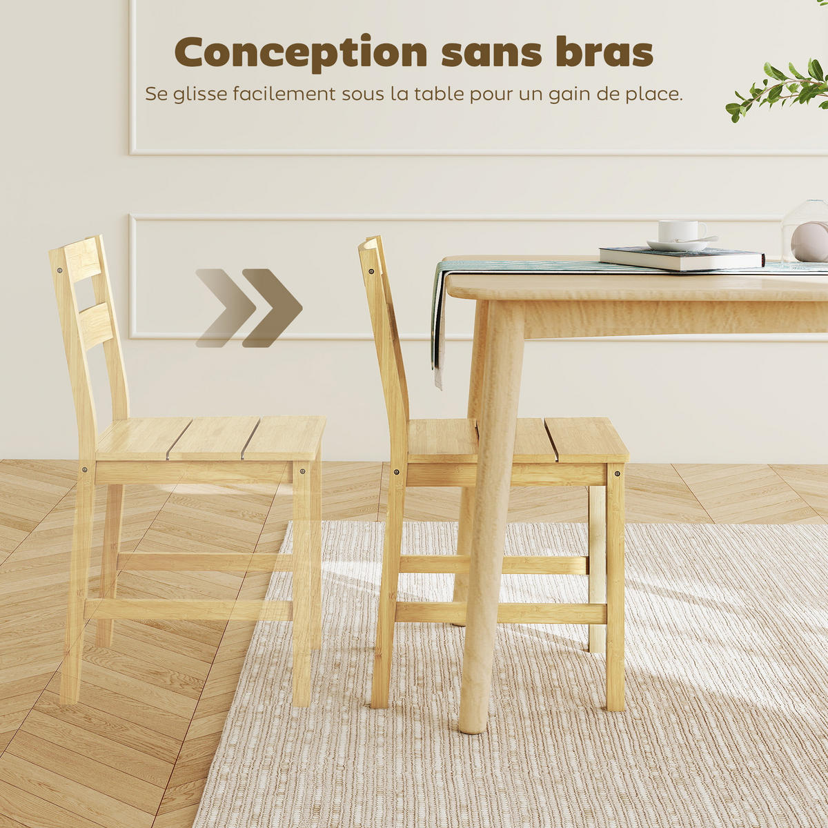 ESSZIMMERSTÜHLE 2er-Set DE-13349 Bambus & Lattenrost Natur - Naturfarben, Naturmaterialien (42/80/45cm) - ComfortXL