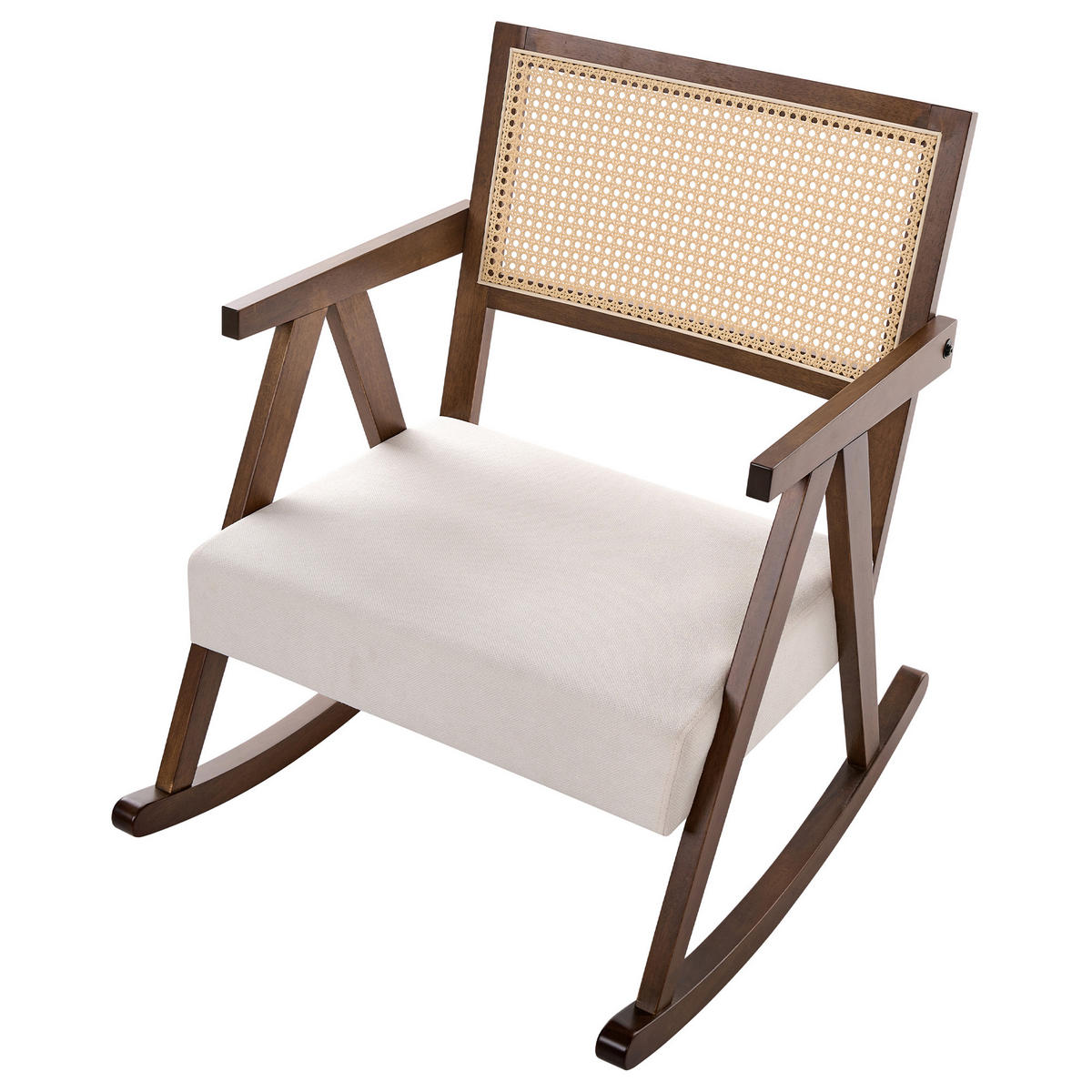 HOUPACÍ KŘESLO Dřevo Hnědé/Světle béžové Rya - hnědá/béžová, textil (65/79/78cm) - Beliani