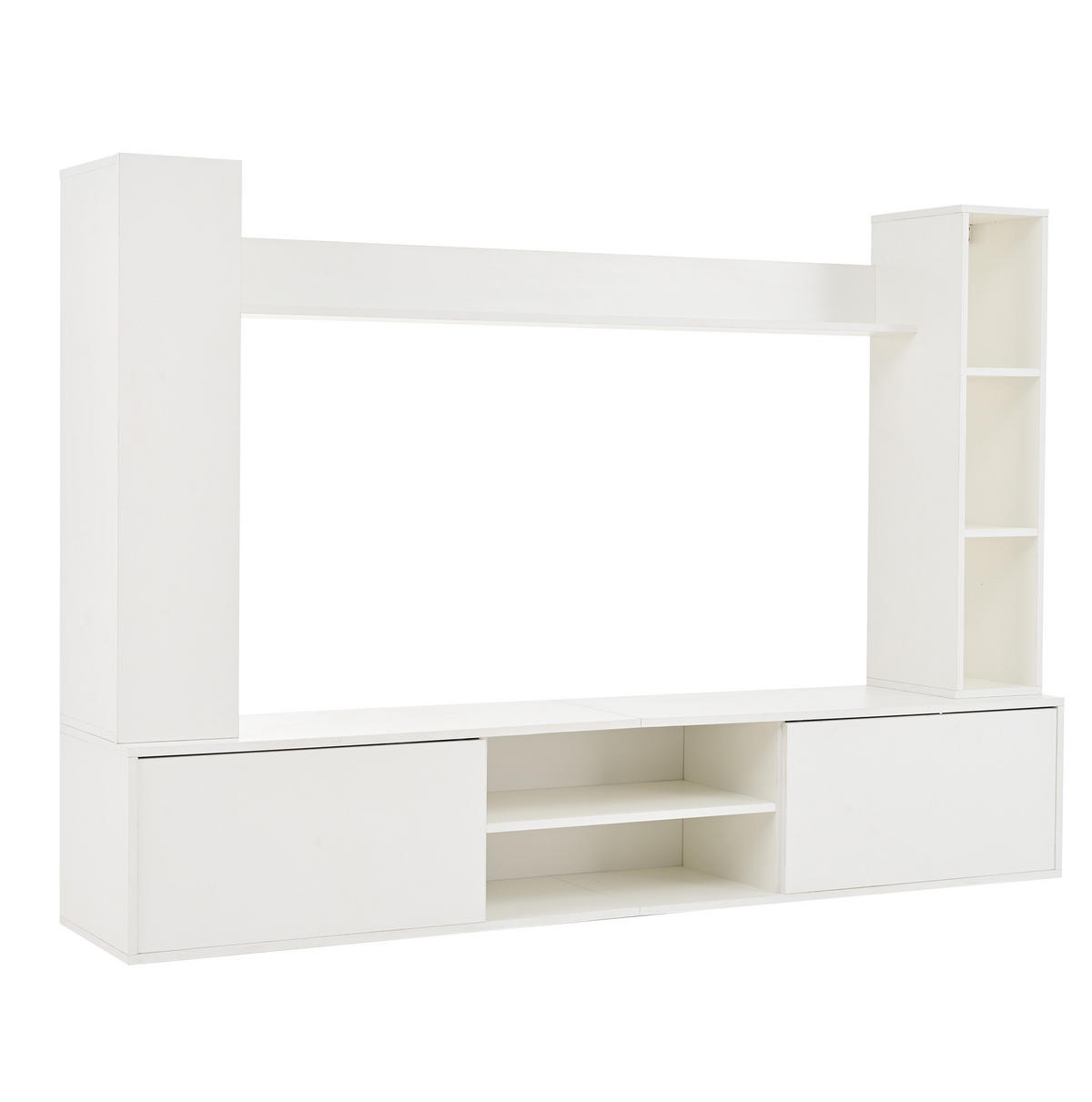 WOHNWAND / Lowboard 180/35/33,5 cm mit 2 Hängeschränken und Soft-Close - Weiß, Holzwerkstoff (180/33.5/35cm) - BEAOK