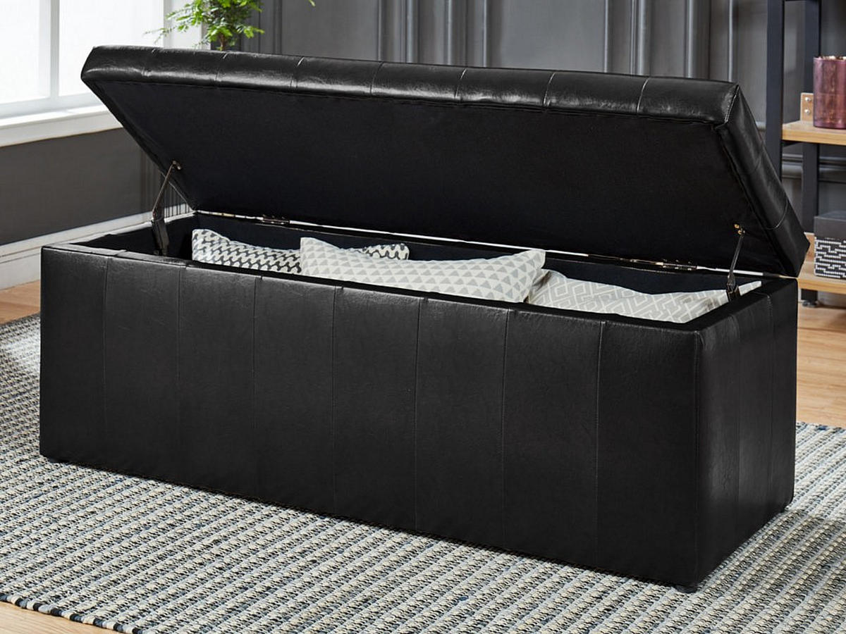 SITZBANK - 1 -Sitzer - Kunstleder - schwarz - CONCIERTO - Schwarz, Leder (130/49/49cm) - Vente-Unique