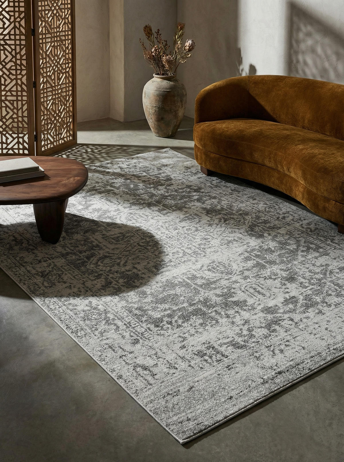 TEPPICH Kunstfaser kurzflor vintage orientalisch LODI-Lambro, Silbergrau 120x170 cm - Grau, Textil (120/170cm) - KADIMA DESIGN