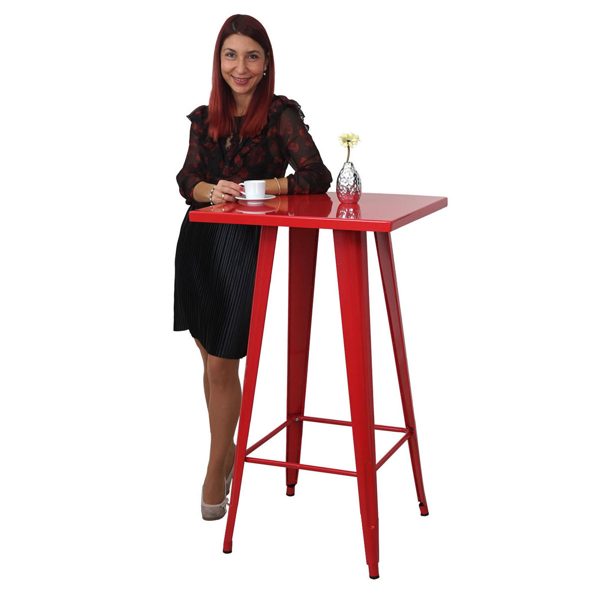 STEHTISCH METALL eckig Rot - Rot, Metall (60/60/105cm) - MCW