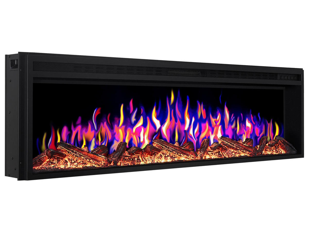 EINBAU-ELEKTROKAMINEINSATZ AF58 Multicolor – Breite 110 cm, 3D-Flammeneffekt, mehrfarbige Flammen, Heizfunktion - Schwarz, Glas/Metall (148.2/42.5/19cm) - ArtiFlame
