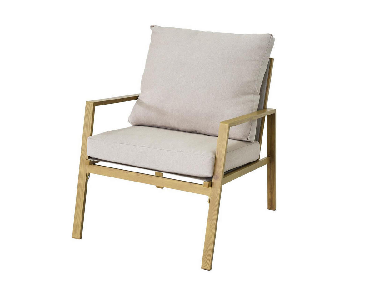 LOUNGE-SET Palamos Holzoptik 4-teilig mit Sofa, 2 Sesseln und Couchtisch - Braun, Kunststoff - bellavista - Home & Garden