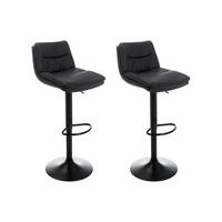 BARHOCKER 2er-Set - Kunstleder & Metall - Schwarz - KADERINA - Schwarz, Leder (52/106/41.5cm) - Vente-Unique