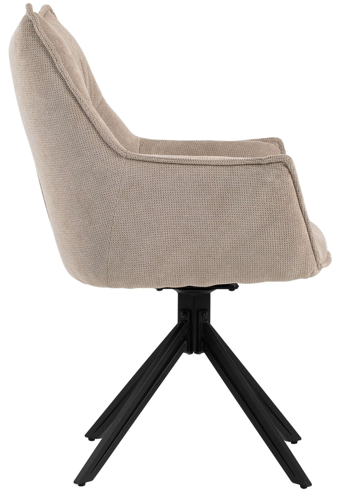ESSZIMMERSTUHL Ginosa drehbar 60/90/64 cm - Beige/Schwarz, Textil/Metall (62/90/66cm) - Mr. Deko