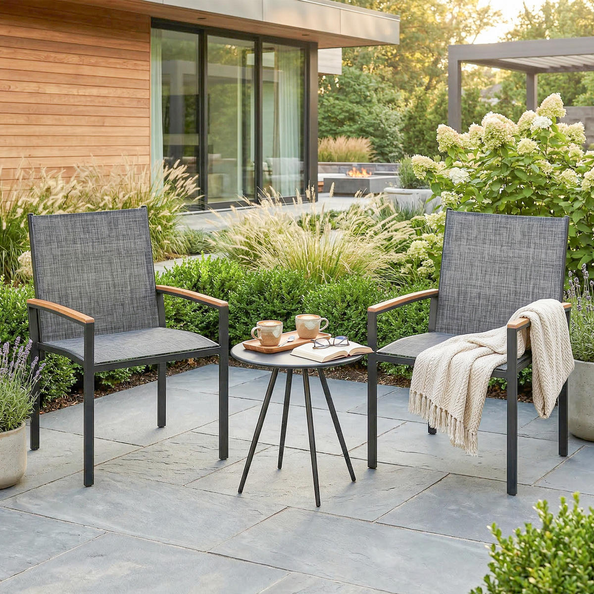 GARTEN-BEISTELLTISCHSET Grau gemischt 3 Stück - Beige, Naturmaterialien (63/55/84cm) - GiPP