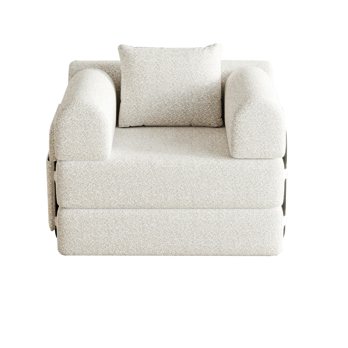 SCHLAFSOFA Chenille Beige mit Schlaffunktion und Armlehnen-Ablagefach - Beige, Textil/Metall (274/69.8/183.8cm) - WISHDOR