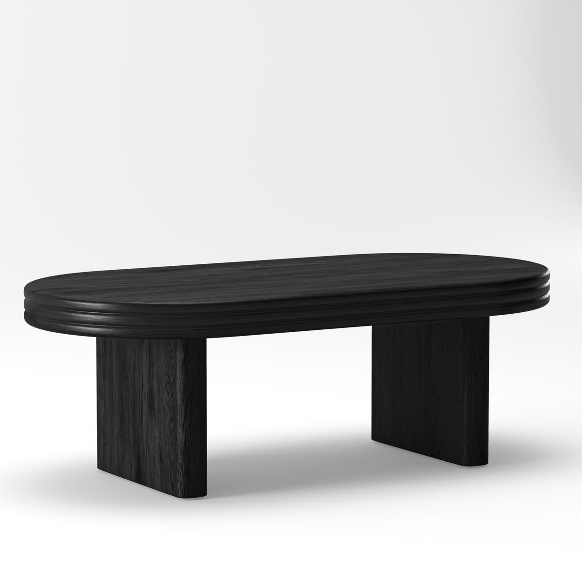 COUCHTISCH 120/60/41,5 cm mit ovaler Tischplatte und Holzfurnier, Schwarz - Schwarz, Holzwerkstoff (120/60/41.5cm) - Redom