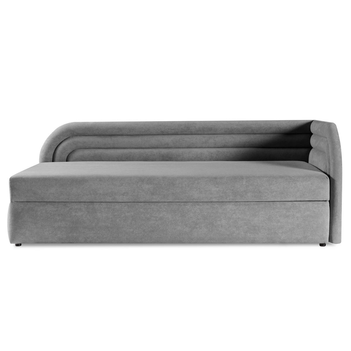 POLSTERBETT Cobi, Eckbett 80x200 cm mit Bettkasten, Hellgrau, Rechts - Hellgrau, Textil (80/200cm) - Beautysofa