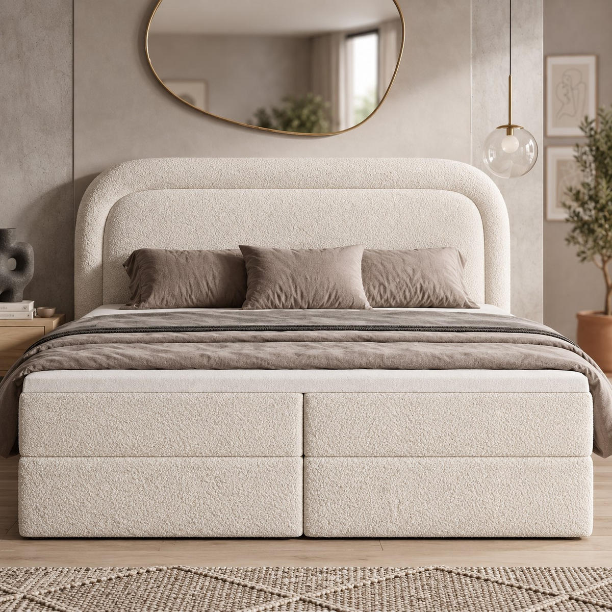 BOXBETT Bonito mit Topper 200x200 Weiß - Weiß, Textil (200/200cm) - Luxkor24