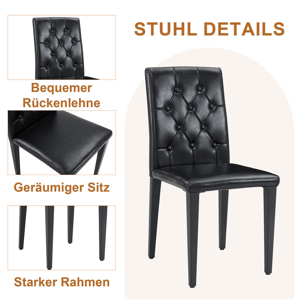TISCH- UND STUHLSET mit Glastisch 85 cm Schwarz/Transparent 5-tlg. - Schwarz, Metall (85/76/85cm) - Meubliv