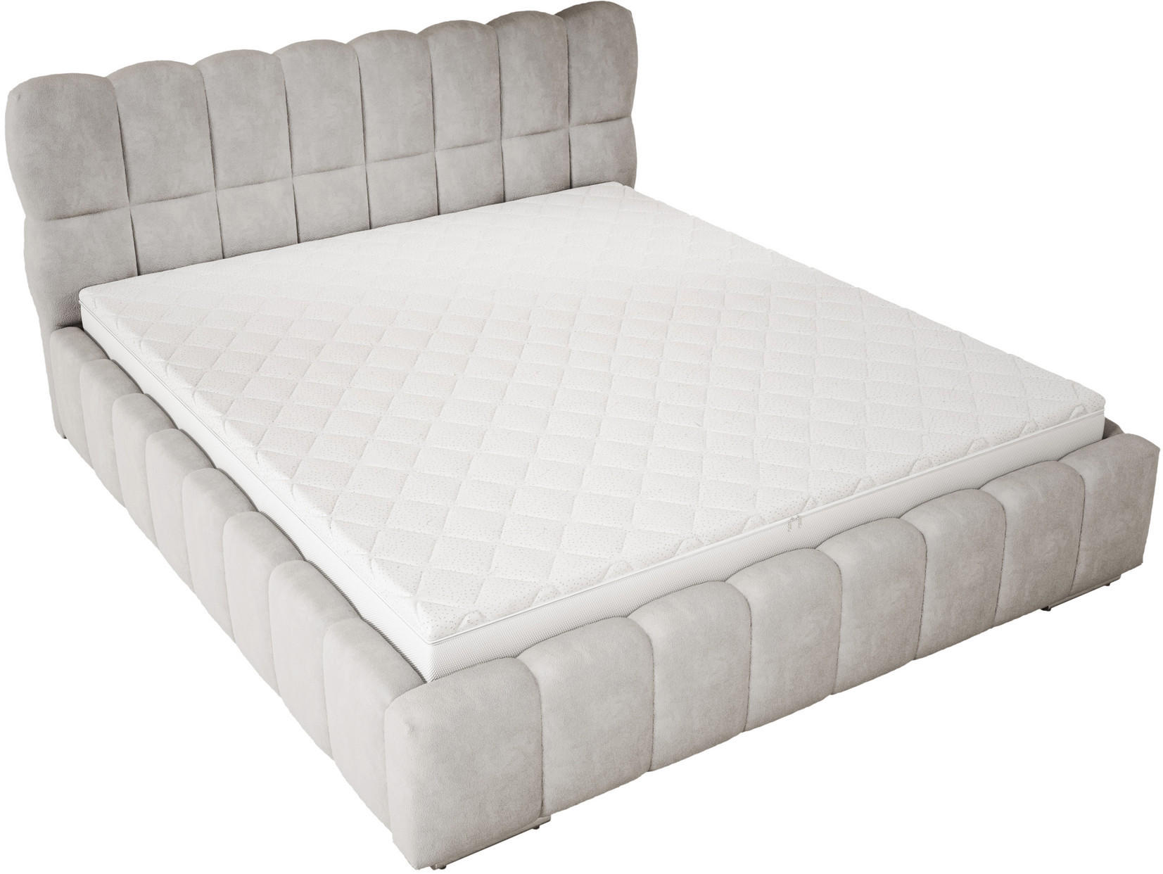 DOPPELBETT 180x200 cm Avilla mit Bettkasten, Lattenrost, Samt, Hellgrau - Hellgrau, Holz/Textil (180/200cm) - Emporius