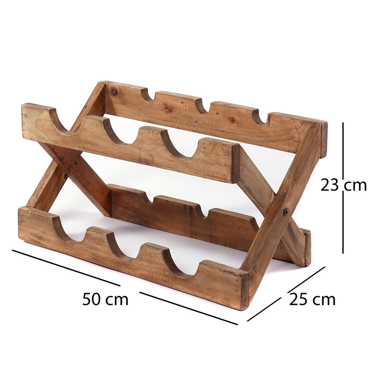 FLASCHENREGAL Nino Mahagoni Massivholz, für 6 Flaschen, klappbar naturfarben - Naturfarben, Holz (23/25/23cm) - DESIGN DELIGHTS