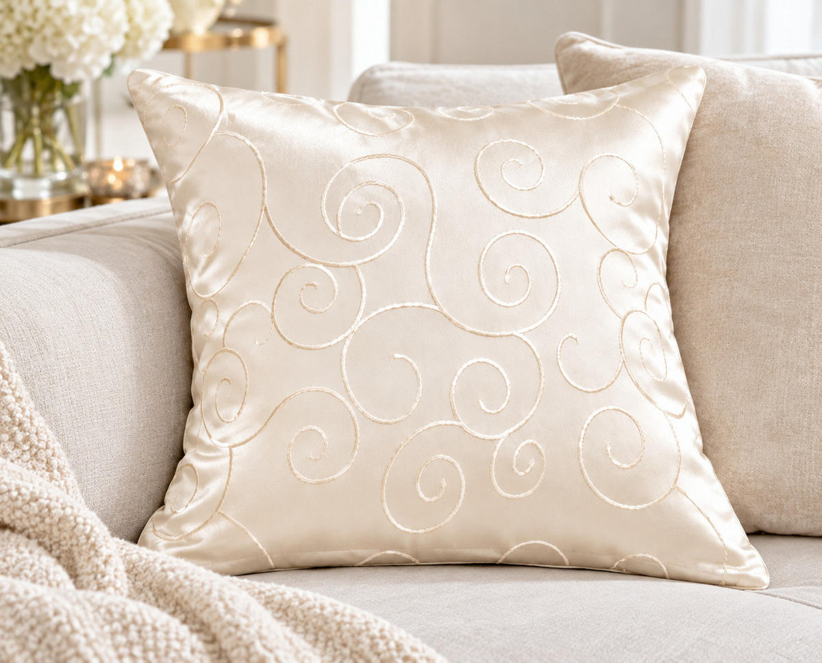 KISSENBEZUG 60/60 cm Champagner Damast Circle - Champagner, Textil (60/60cm) - TiborTex