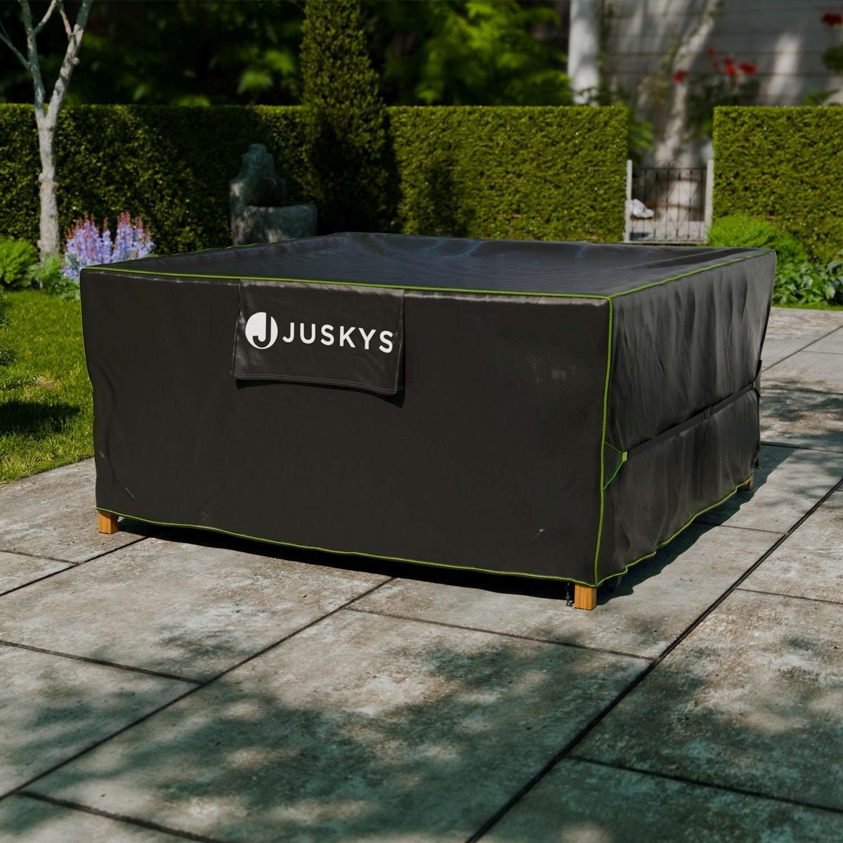 GARTENSET Fort Myers schwarz / dunkelgrau inkl. Abdeckung - Dunkelgrau/Schwarz, Kunststoff/Metall - Juskys