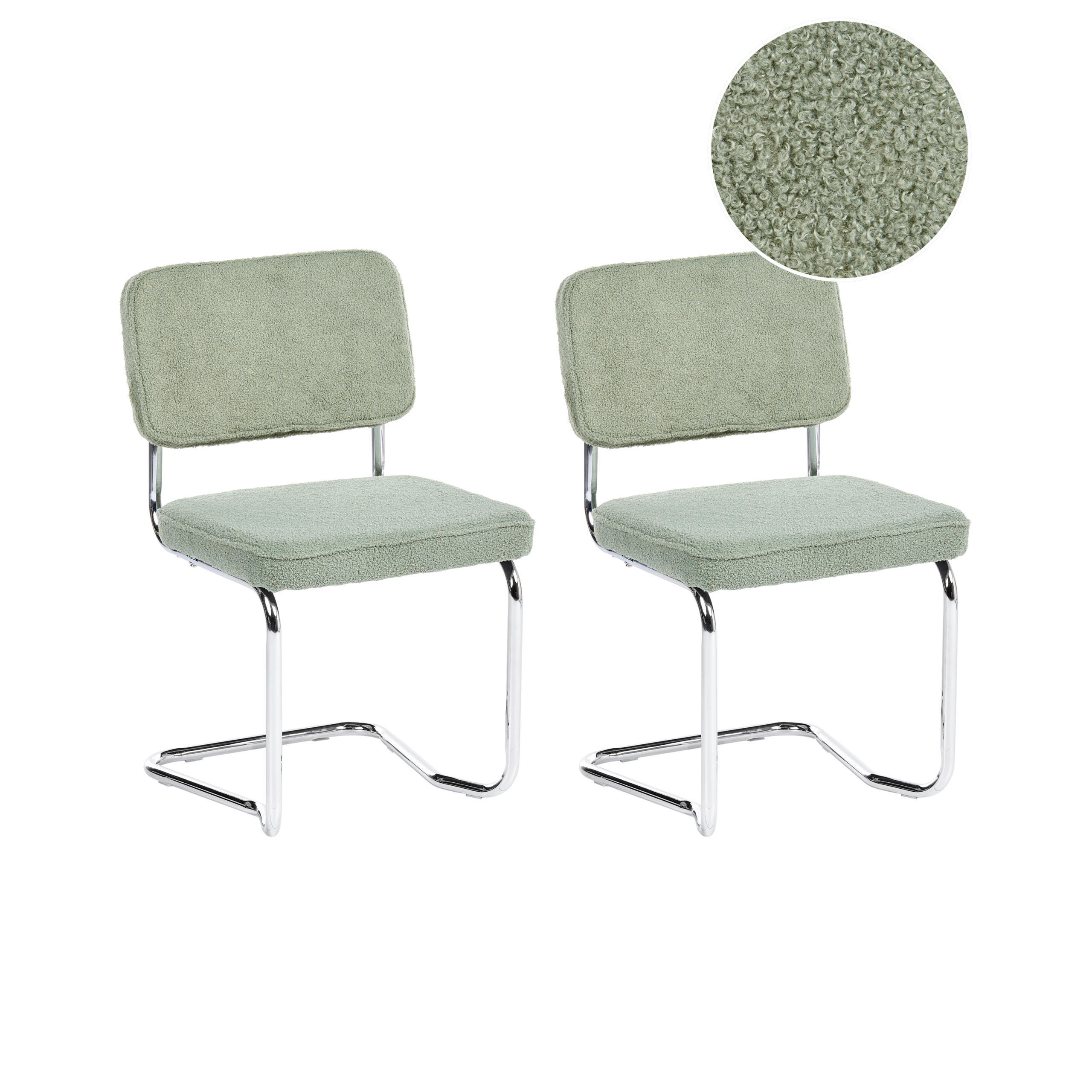 SCAUN DE BUCĂTĂRIE set de 2 bouclé verde deschis Irwin