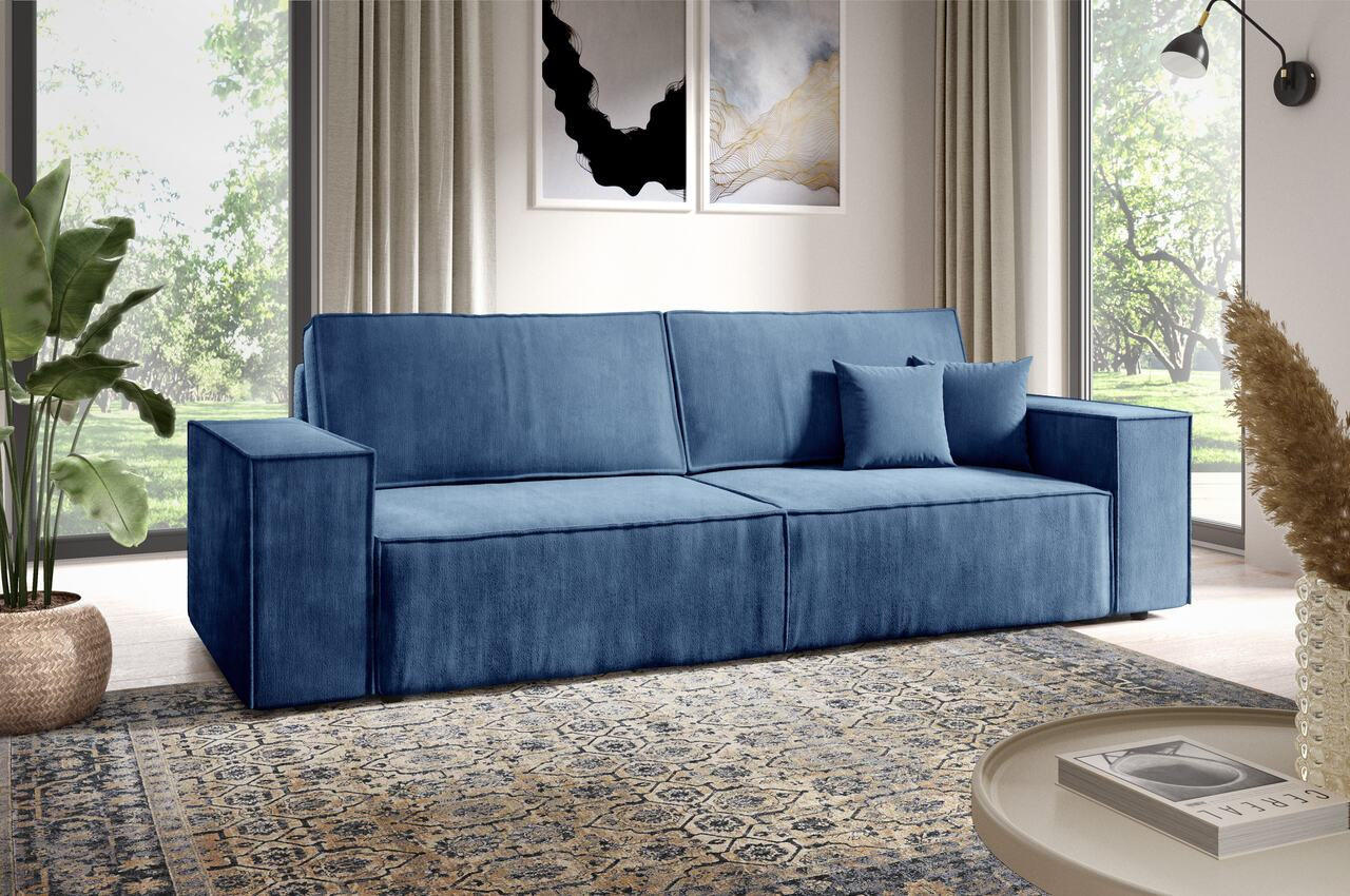 SCHLAFSOFA mit Bettkasten Blau - Dunkelblau, Textil (255/88/102cm) - Furnisell
