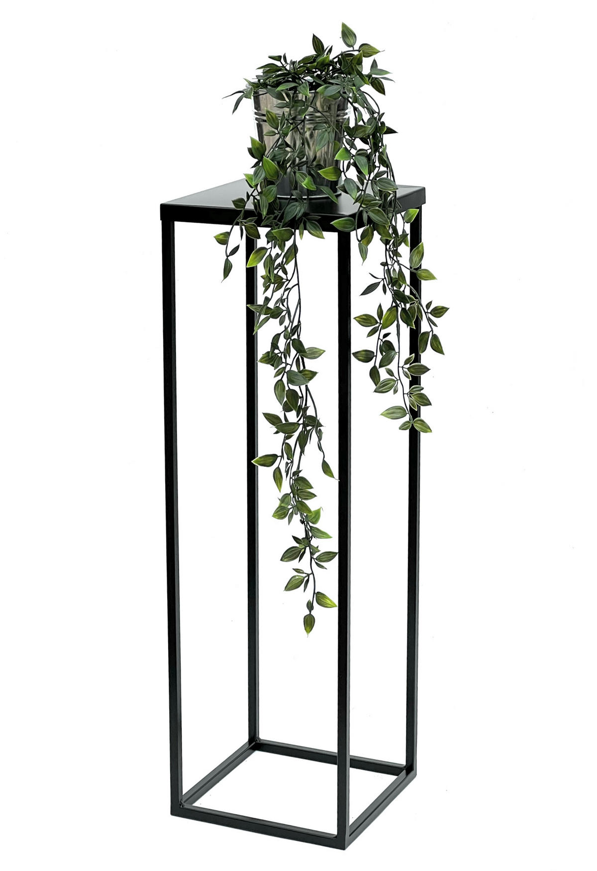 BLUMENHOCKER Metall Schwarz 70 cm Eckig - Schwarz, Metall (24/70/24cm) - DanDiBo