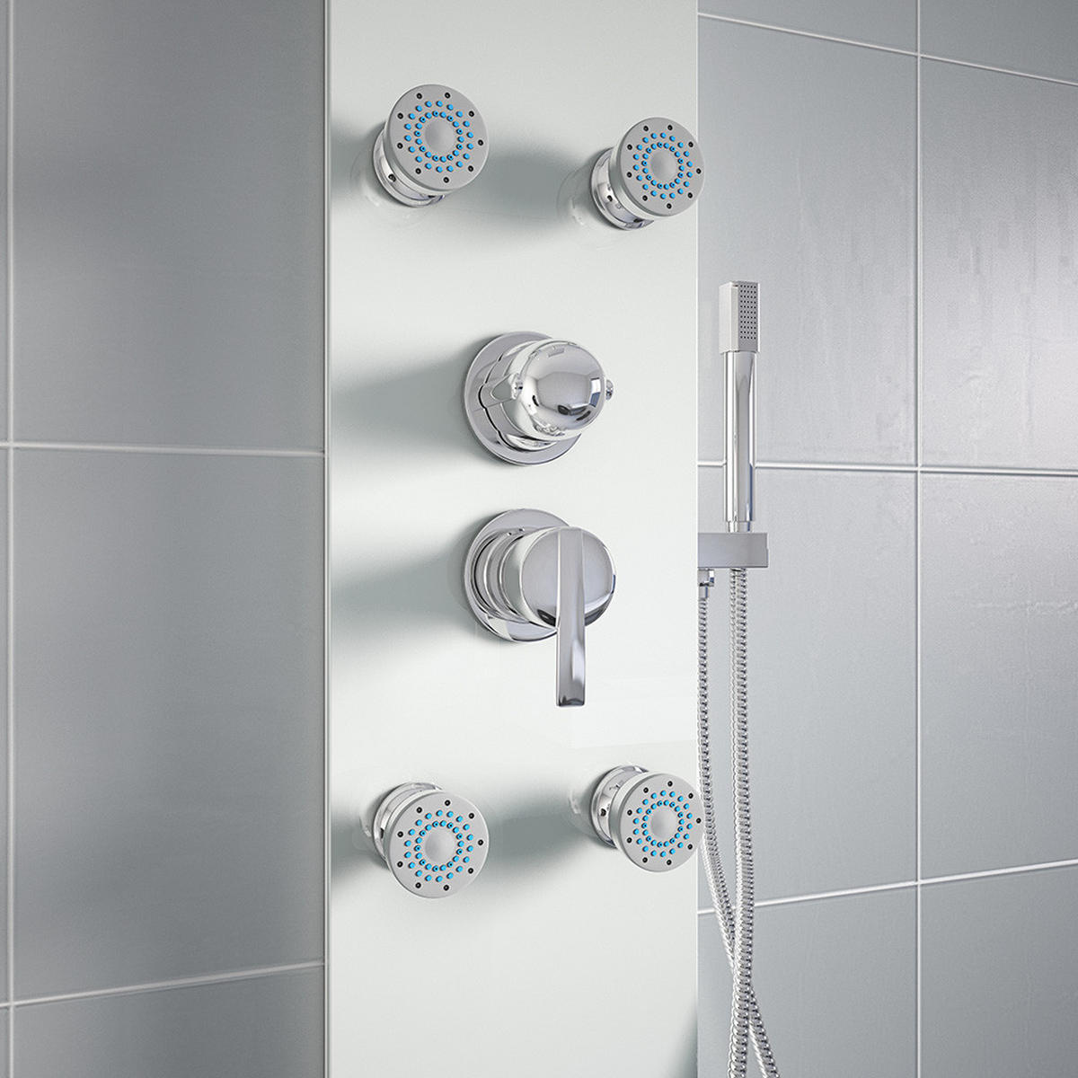 DUSCHPANEEL DIVE - Weiß - Weiß, Metall (25/150/9cm) - Home Deluxe
