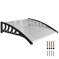 VORDACH DE-07382 wetterfest, transparent mit Aluminiumrahmen Schwarz - Transparent/Schwarz, Kunststoff/Metall (96.5/27/103cm) - ComfortXL