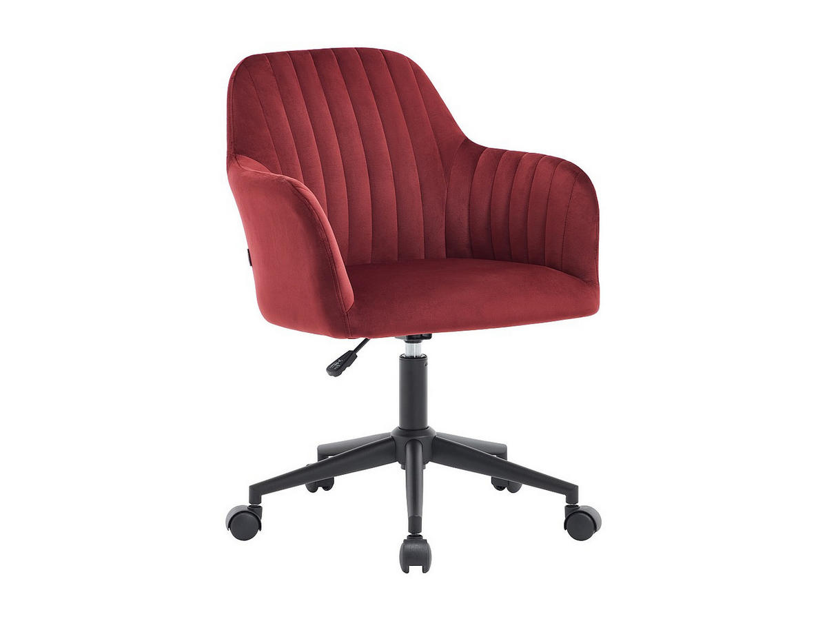 BÜROSTUHL ohne Armlehnen - 59 cmcm x 61.5 cmcm - Samt, Stoff - Bordeaux - ELEANA - Bordeaux, Textil (59/89/61.5cm) - Vente-Unique