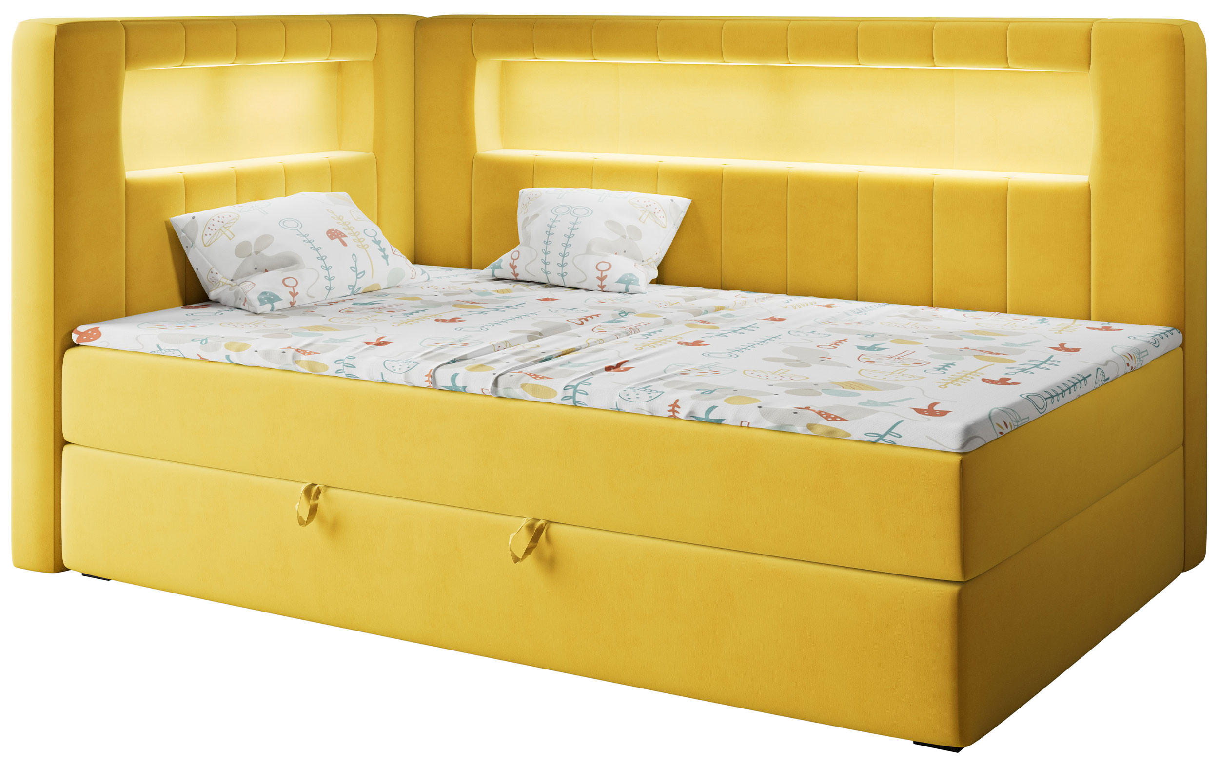 BOXSPRINGBETT JUNIOR GOLD 3 90/200 Gelb - linke Seite - Gelb, Holz/Textil (90/200cm) - MKS