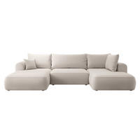 WOHNLANDSCHAFT Ovo Creme Velours - Creme/Schwarz, Textil (380/95/167cm) - Selsey