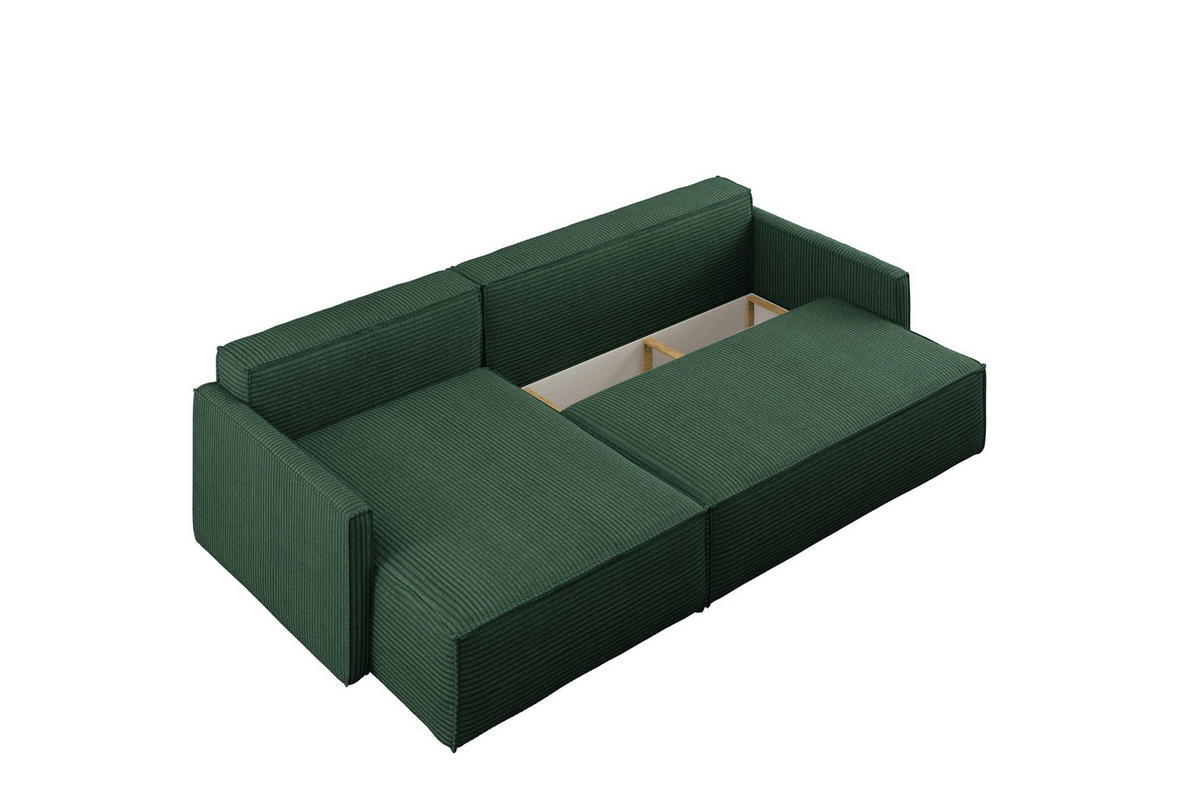 SCHLAFSOFA Carlos, Ecksofa L-Form mit schlaffunktion und bettkasten Stoff Poso Grün Links - Grün, Holz (142/83/250cm) - Kaiser Möbel