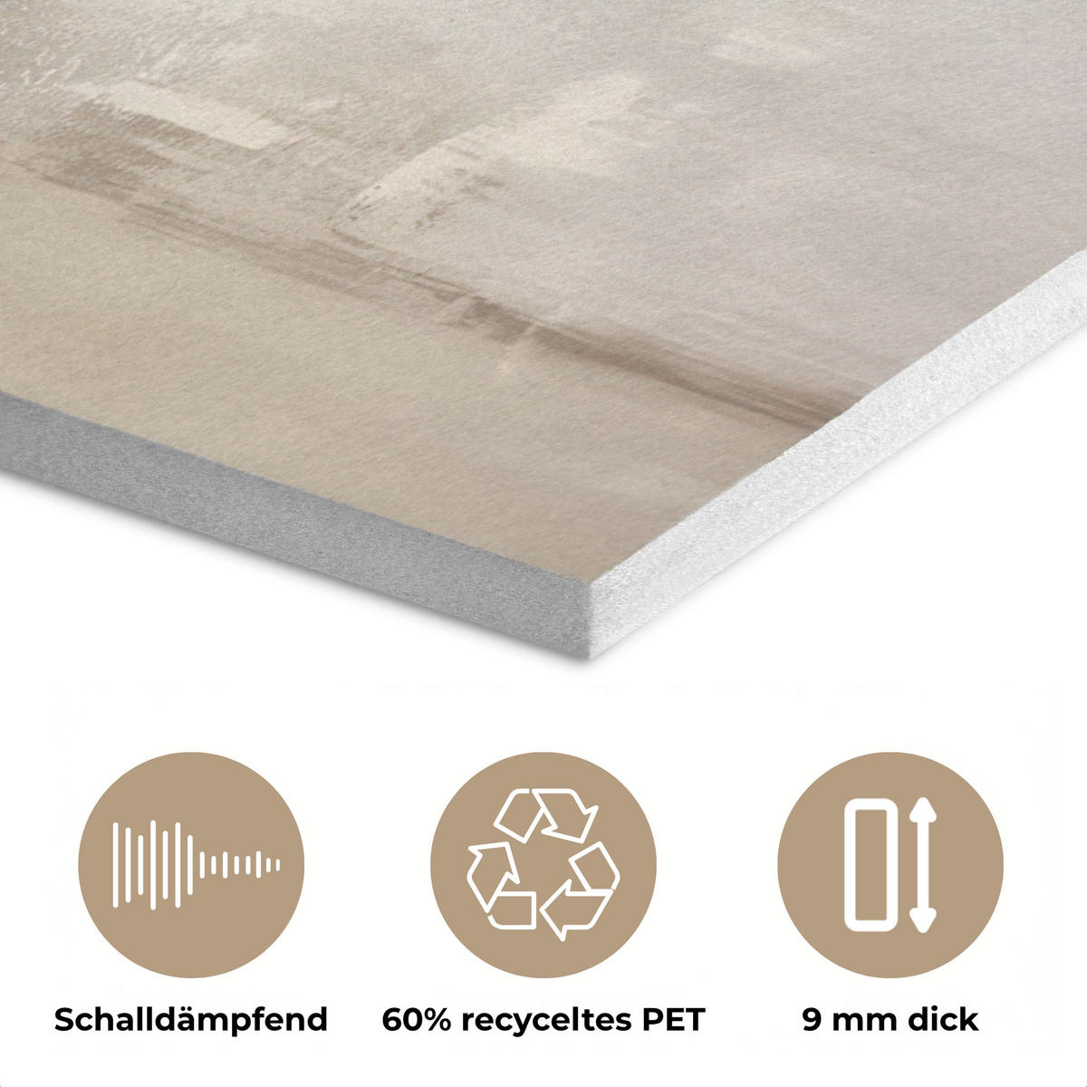 AKUSTIKPANEEL Moderne Kunst - Abstrakt - Beige 60x80 cm - Beige, Textil (60/0.9/80cm) - MuchoWow
