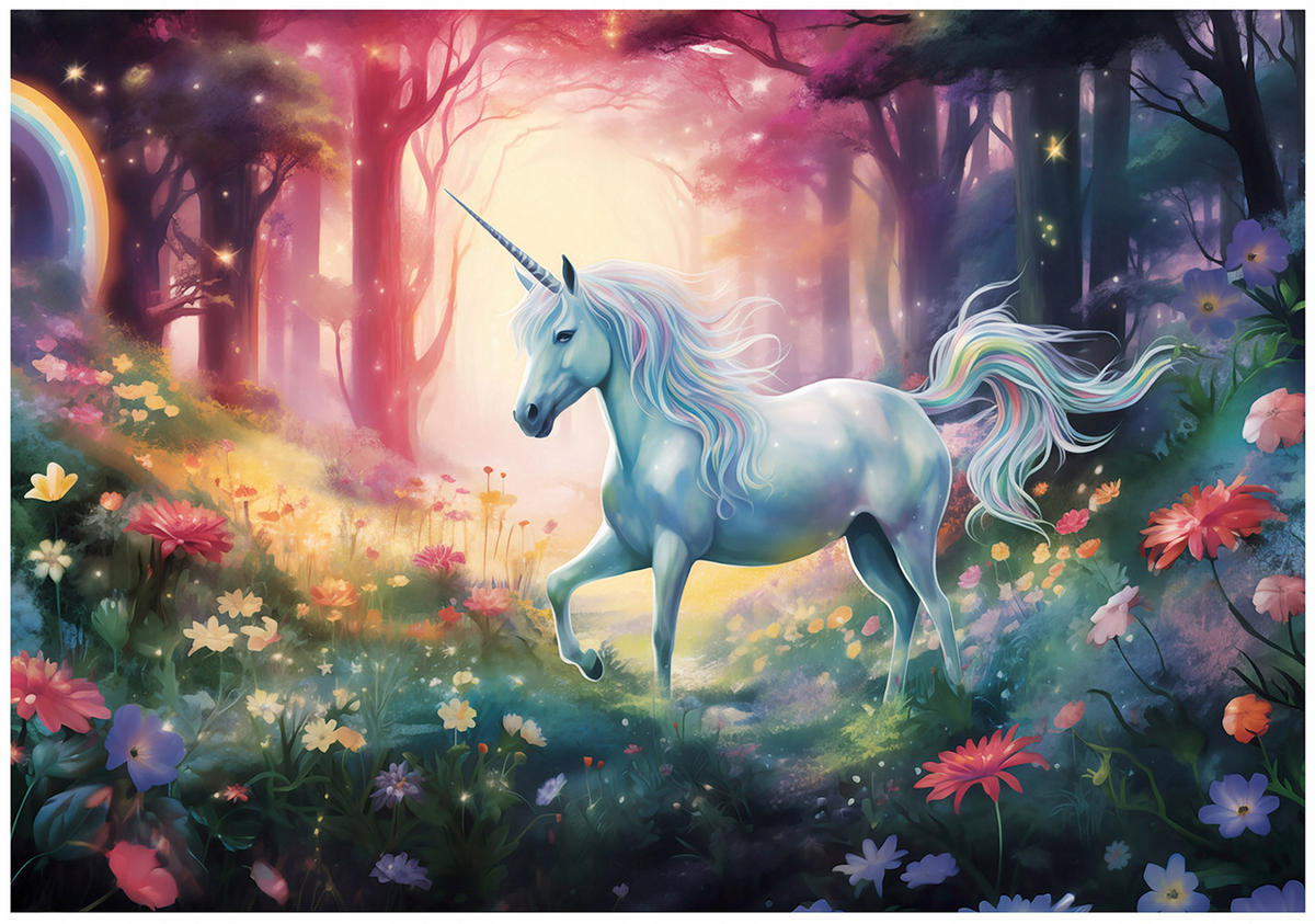 FOTOTAPETE Mädchen Einhorn Rosa 312x219 cm - Multicolor, Papier (312/219cm) - Wallarena