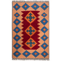 HANDWEBTEPPICH Kelim Gashgai Rot 89/57 cm Schurwolle - Rot, Textil (57/89cm) - Looma