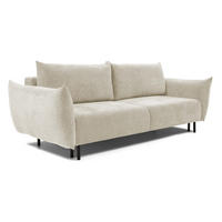 SOFA ADEL - Schlaffunktion Und Bettkasten, Wellenfederung, PUR-Schaum, Schwarze Metallfüße lose Rückenkissen, freistehend, 240x108x75 cm Ecru - Ecru, Holz/Textil (240/75/108cm) - DomoHome