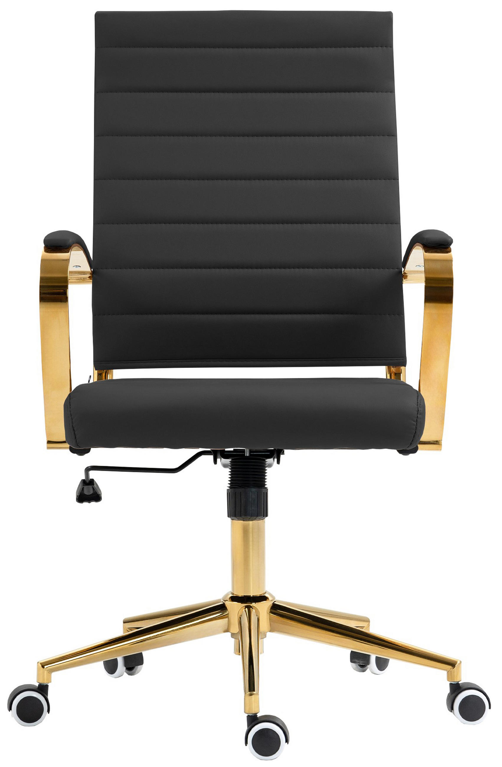 BÜROSTUHL Vantor Kunstleder schwarz - Goldfarben/Schwarz, Metall (57/109/59cm) - TPFLiving