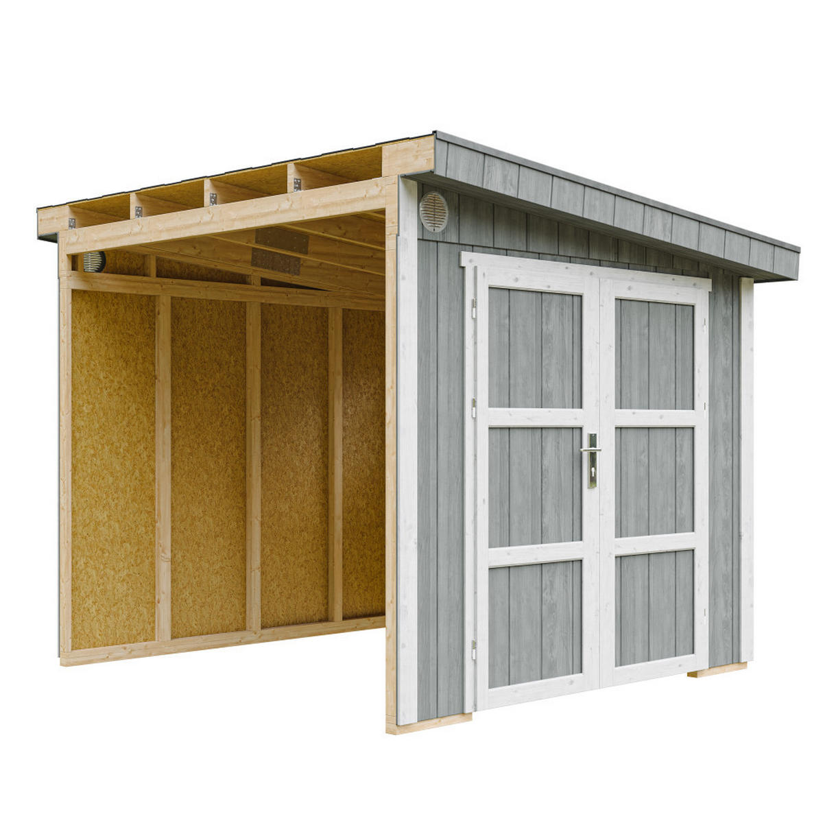 GARTENHAUS 5,9 m² - H231x248x294 cm - Ohne Boden und Seitenwand – M938B-CAVERN STEEL - Dunkelgrau, Holz (236/231/250cm) - Timbela
