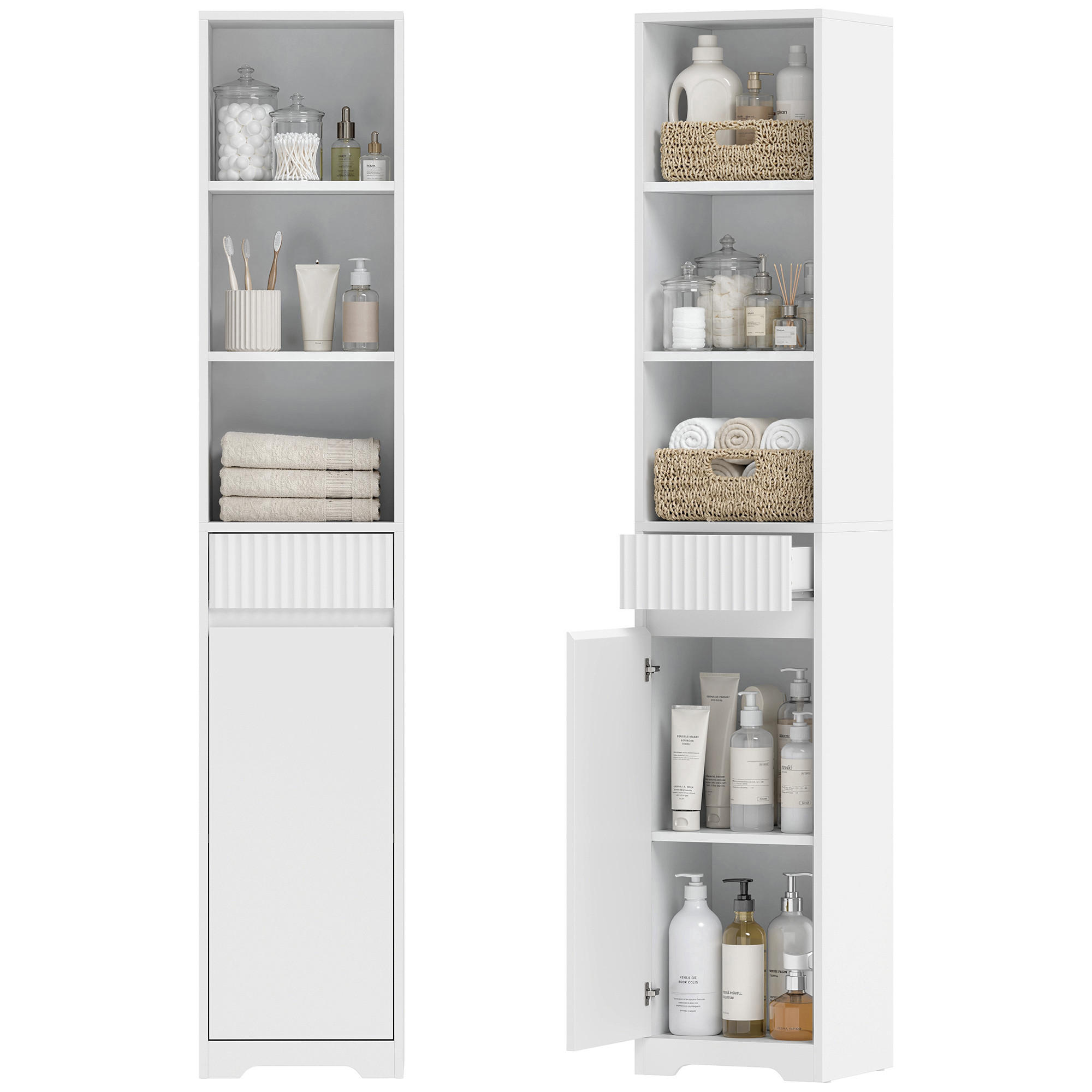 HOCHSCHRANK Weiß 33/30/172 cm - Weiß, Holzwerkstoff (33/172/30cm) - PANGIVO