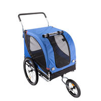 HUNDEANHÄNGER, Fahrradanhänger, 3in1, Hundebuggy, Jogger, Hundewagen, Bis 40kg, Klappbar, Für Fahrrad, Outdoor, Haustier, Transport, Reise, Faltbar - Blau/Schwarz, Metall (75/103/139cm) - Sena