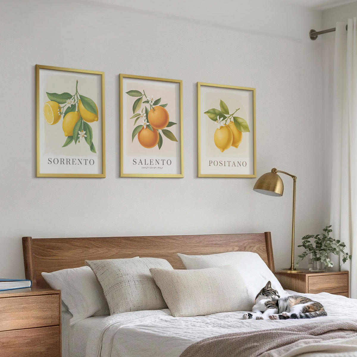 BILDER SET 3er Set - 40x60 cm Goldrahmen - Amalfi-Zitronen und -Orangen - Goldfarben, Kunststoff (40/60cm) - TULUP