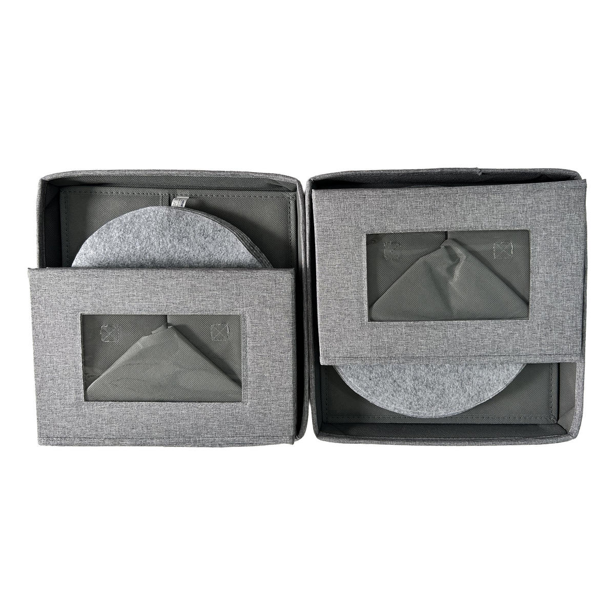 TELLERBOX Grau 2er-Set für Teller bis 28 cm - Grau, Wellpappe/Kunststoff (30.5/20.5/30.5cm) - Relaxdays