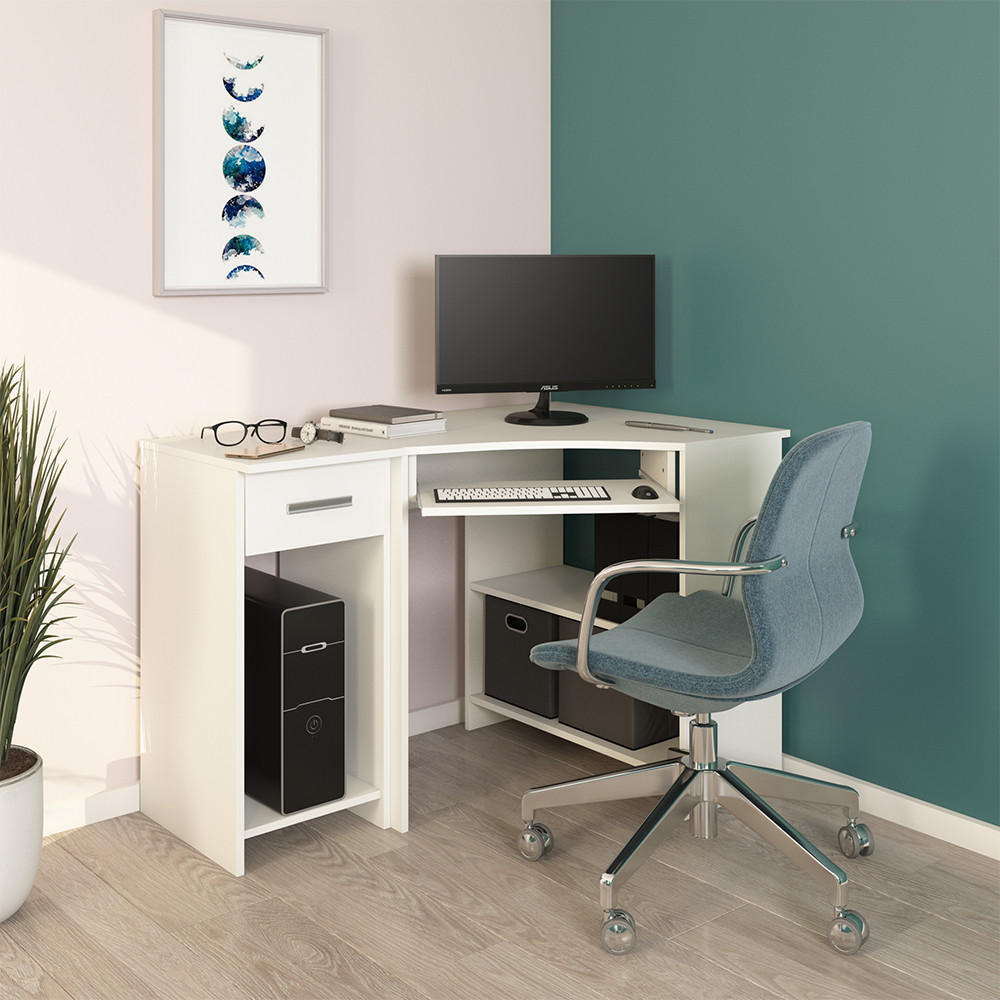 ECKSCHREIBTISCH Odin Weiß 83 x 76 cm - Weiß, Holzwerkstoff (76/83/77cm) - Vicco