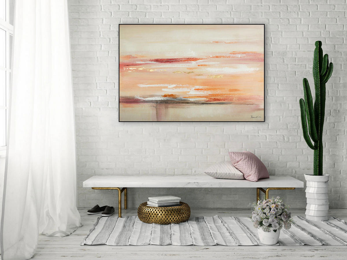 ÖLGEMÄLDE 120/80 cm - Beige/Orange, Holz/Textil (2.2/80cm) - KUNSTLOFT