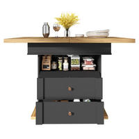 AUSZIEHTISCH 110-140/80/75 cm in Schwarz/Natur mit Stauraum - Schwarz, Holzwerkstoff (110/80/75cm) - BEAOK