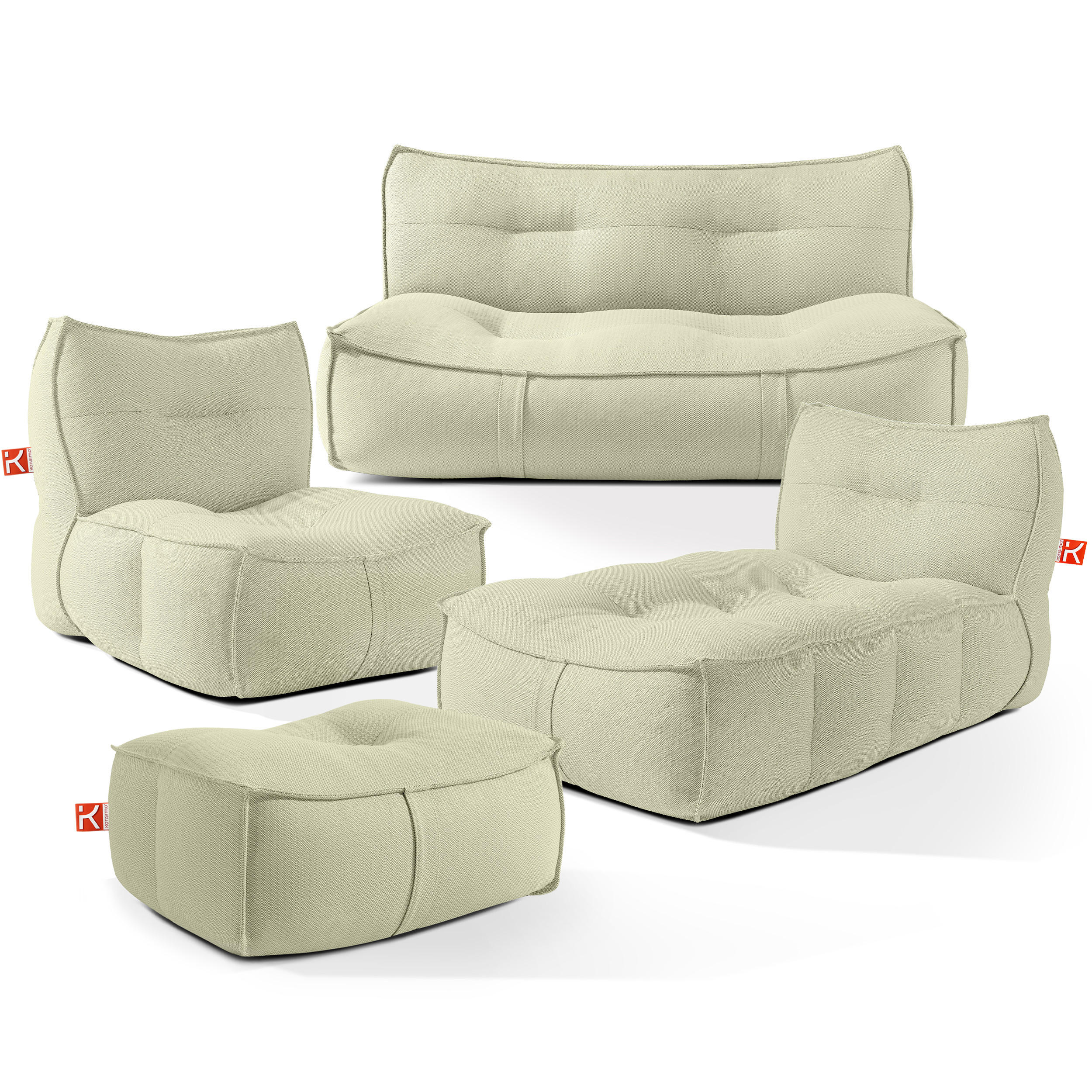 GARTENLOUNGE-SET LOVIA, Möbel-Set, Hellgrün/Weiß - Hellgrün, Textil - KONSIMO®