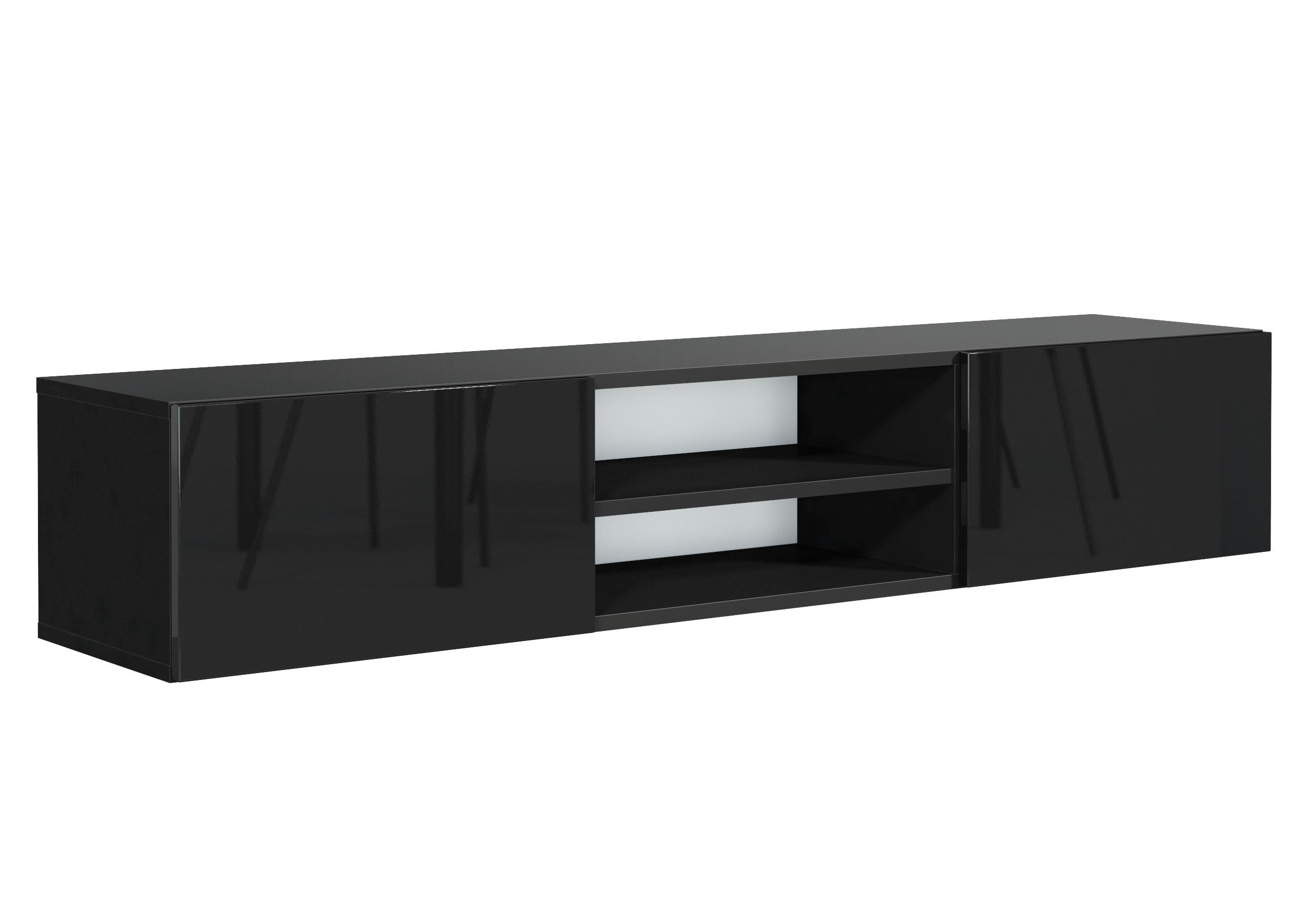 LOWBOARD GLOSSIA 120/29,5/35 cm, Schwarz - Schwarz, Holzwerkstoff (120/29.5/35cm) - MASSENO