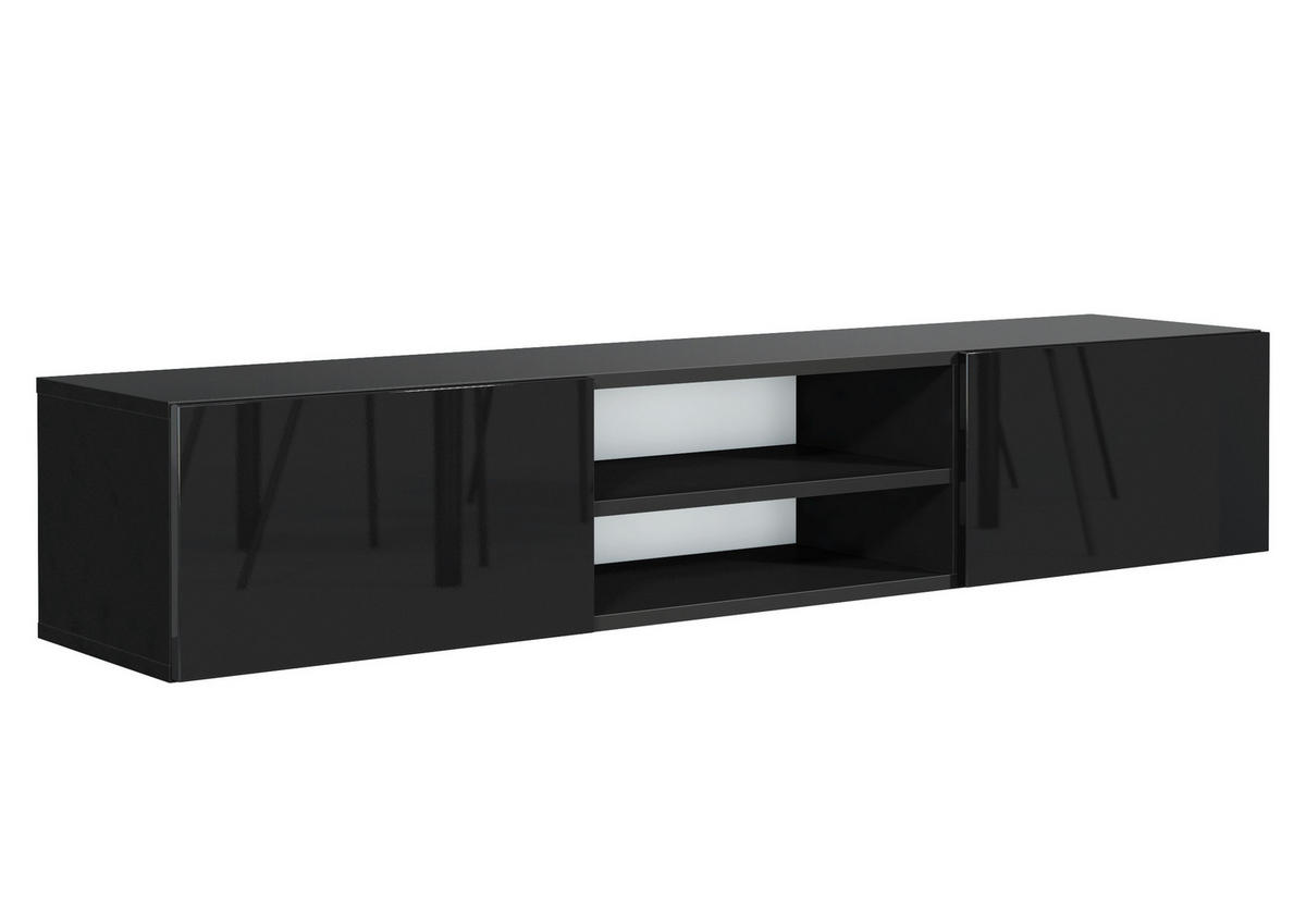 LOWBOARD GLOSSIA 120/29,5/35 cm, Schwarz - Schwarz, Holzwerkstoff (120/29.5/35cm) - MASSENO