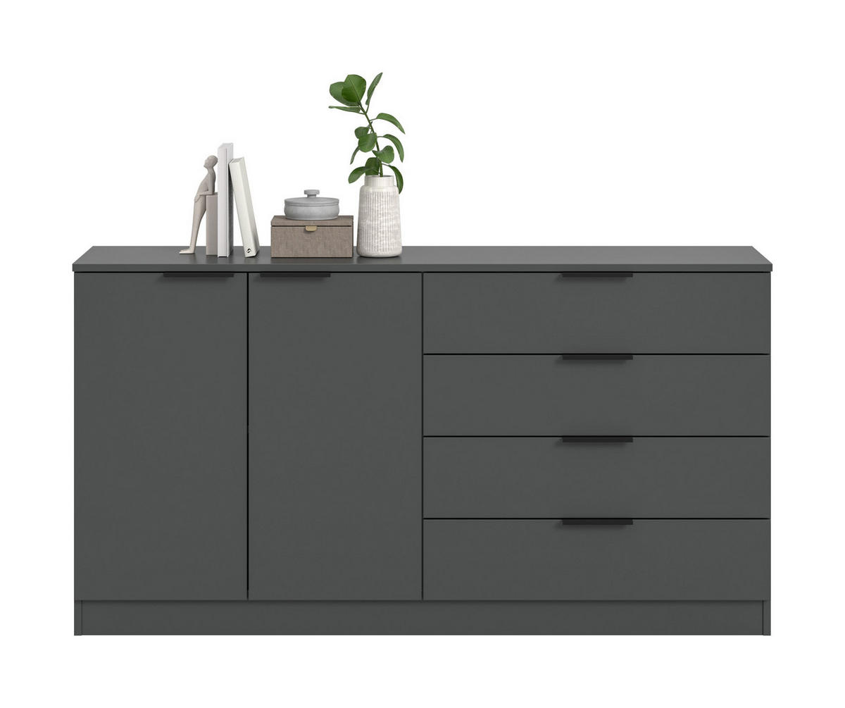 KOMMODE KOPENHAGEN (B/H/T: ca. 148/80/35 cm) in anthrazit/anthrazit - Anthrazit, Holzwerkstoff (148/80/35cm)